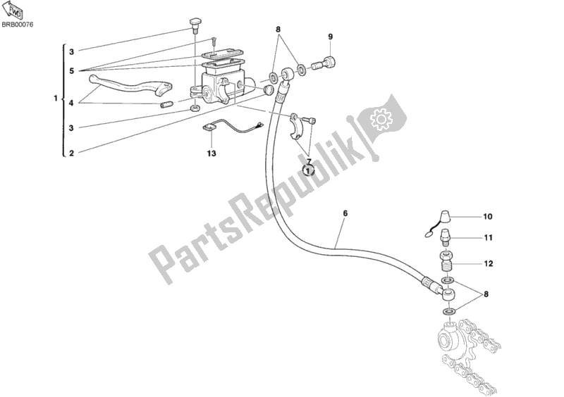 Alle onderdelen voor de Koppeling Hoofdremcilinder van de Ducati Supersport 800 SS USA 2006